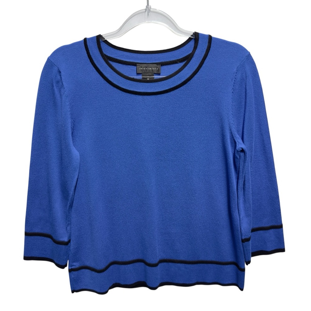 Silky Rayon Knit Contrast Trim Sweater